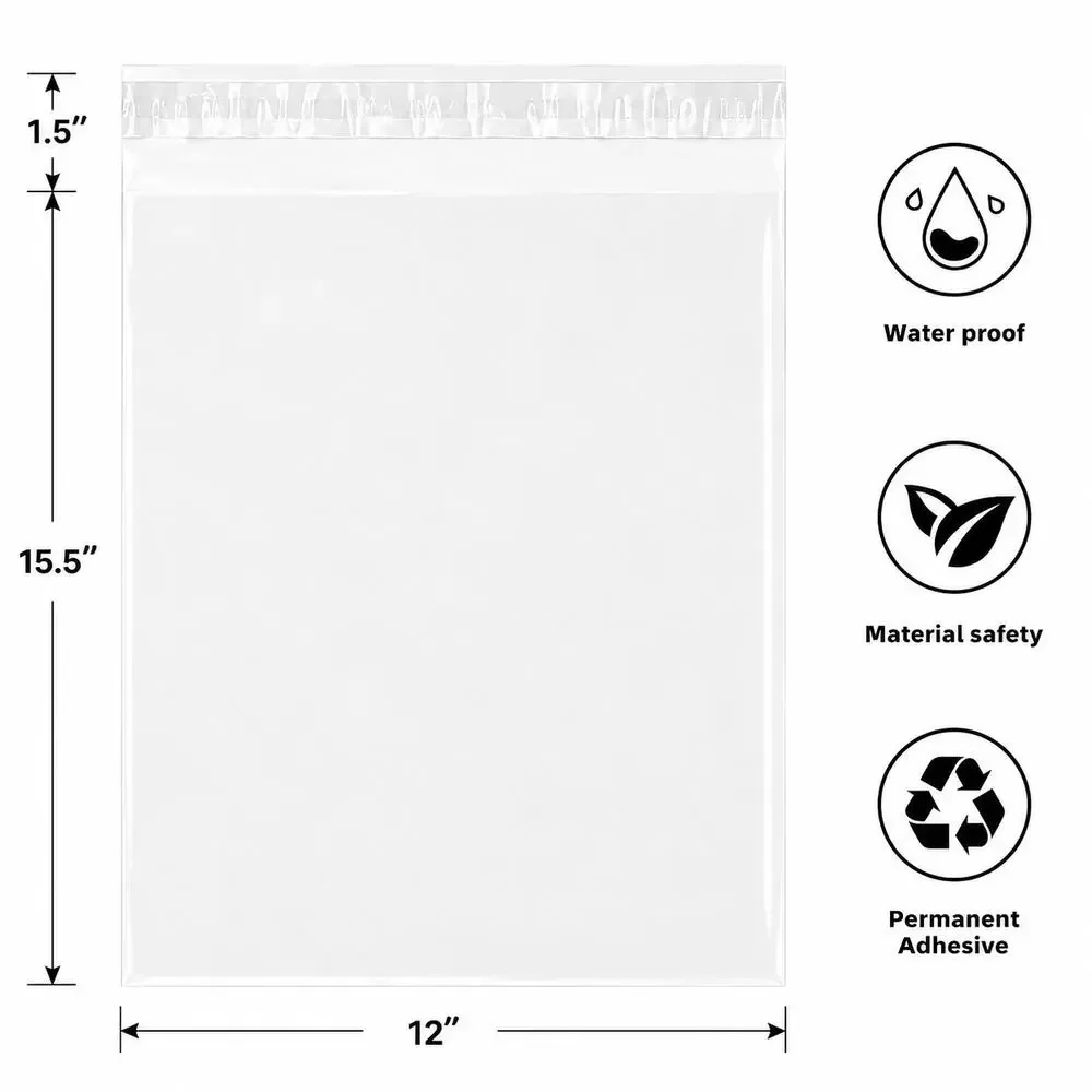 POLY MAILERS CLEAR (10 PACK) 12x15.5 SELF SEAL SHIPPING BAGS MAILING BAGS NEW